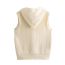 Fashion Khaki Hooded Sleeveless Vest In Blended Cotton And Wool Panels