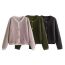Fashion Green French Terry Knitted Buttoned Jacket