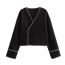 Fashion Black Woven Knitted Sweater Cardigan