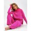 Fashion Light Purple Cotton Knitted Crew Neck Sweater Wide Leg Trousers Suit