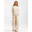 Fashion Green Cotton Knitted Crew Neck Sweater Wide Leg Trousers Suit