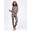 Fashion Flower Coffee Cotton Knit Turtleneck Sweater And Leggings Trousers Set