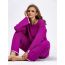 Fashion Purple Cotton Contrasting Slit Sweater High-waisted Wide-leg Trousers Suit