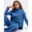 Fashion Apricot Cotton Knitted Crew Neck Sweater Wide Leg Trousers Suit