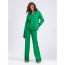 Fashion Green Cotton V-neck Knitted Sweater Wide-leg Trousers Suit