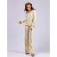 Fashion Orange Red Cotton V-neck Knitted Sweater Wide-leg Trousers Suit