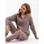 Fashion Grey Cotton V-neck Knitted Sweater And Leggings Trousers Set