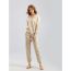 Fashion Flower Coffee Cotton V-neck Knitted Sweater And Leggings Trousers Set