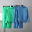 Fashion Blue Acrylic Knitted Turtleneck Pullover Sweater Wide Leg Trousers Suit