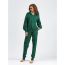 Fashion Green Cotton Lapel Sweater And Leggings Trousers Set
