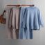 Fashion Light Coffee Cotton Knitted Crew Neck Sweater Wide Leg Trousers Suit