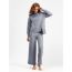 Fashion Off-white Cotton Knitted Crew Neck Sweater Wide Leg Trousers Suit