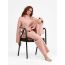 Fashion Pink Cotton Stand-collar Slit Knitted Turtleneck Sweater Wide-leg Trousers Suit