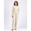 Fashion Apricot Cotton Knitted Crew Neck Sweater Wide Leg Pants Suit