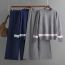 Fashion Grey Cotton Knitted Crew Neck Sweater Wide Leg Trousers Suit
