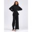 Fashion Flower Coffee Acrylic Turtleneck Knitted Sweater Wide-leg Trousers Suit