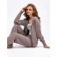 Fashion Flower Coffee Acrylic Knitted V-neck Cardigan And Leggings Trousers Suit