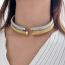 Fashion 12mm Steel Color Collar Stainless Steel Geometric Snake Bone Chain Open Collar
