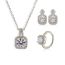Fashion Set (necklace/earrings/ring) Copper Diamond Square Earrings Ring Necklace Set