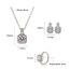 Fashion Set (necklace/earrings/ring) Copper Diamond Square Earrings Ring Necklace Set
