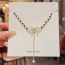 Fashion Black Geometric Crystal Beaded Bow Pearl Y Necklace