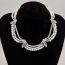 Fashion Silver Multi-layered Pearl Beaded And Diamond Necklace