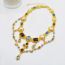 Fashion Gold Alloy Diamond Pearl Crystal Tassel Double Layer Necklace