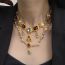 Fashion Gold Alloy Diamond Pearl Crystal Tassel Double Layer Necklace