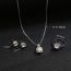 Fashion Silver Geometric Diamond Square Necklace Earrings And Ring Three-piece Set