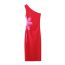 Fashion Red Polyester Lace-up One-shoulder Knee-length Dress