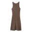 Fashion Brown Sleeveless Knitted Knee-length Dress
