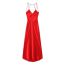 Fashion Red Silk Satin Strap Knee Length Dress