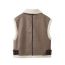 Fashion Brown Fleece Lapel Vest Jacket