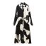 Fashion Black And White Printed Lapel Buttoned Long Skirt