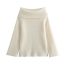 Fashion White Knitted Rolled Hem Pullover Sweater