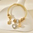 Fashion Gold Copper Inlaid Zirconium Pearl Heart Pattern Pendant Beaded Bracelet