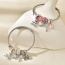 Fashion Silver 2 Copper Inlaid Zirconium Pearl Bear Love Key Pendant Beaded Bracelet