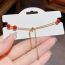 Fashion Red Blessing Bracelet (thick Real Gold Plating) Copper Geometric Beaded Safety Lock Bracelet