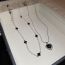 Fashion Necklace - Black Oil Dripping Flower Love Pearl Double Layer Necklace