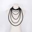 Fashion Black Multi-layered Pearl Bead Necklace