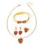 Fashion Red Titanium Steel Color Epoxy Snake Head Bracelet Necklace Earrings Ring Set