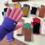 Fashion Purple Pink Stretchable Wool Knit Color-blocked Five-finger Gloves