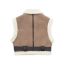 Fashion Brown Blended Lapel Vest Jacket