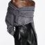 Fashion Grey Pleated One-shoulder Sweater
