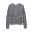 Fashion Grey Pearl-embellished Textured-knit Sweater
