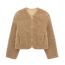 Fashion Khaki Lambskin-blend Zip-up Jacket