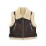 Fashion Brown Blended Plush Lapel Double-zip Vest Jacket