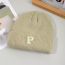 Fashion Beige Letter Embroidered Wool Knitted Beanie