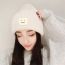 Fashion White Acrylic Knitted Smiley Label Beanie