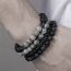 Fashion Black Geometric Natural Stone Beaded Mens Bracelet Set